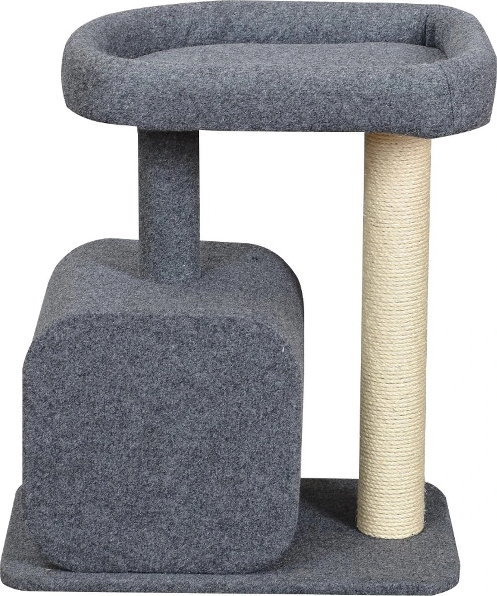 Katten Krabpaal Met Huisje | Grijs | 60 X 40 X 70 Cm Kattenboom Met Ligbed 3 Katten Krabpaal Met Huisje | Grijs | 60 X 40 X 70 Cm Kattenboom Met Ligbed - Afbeelding 3