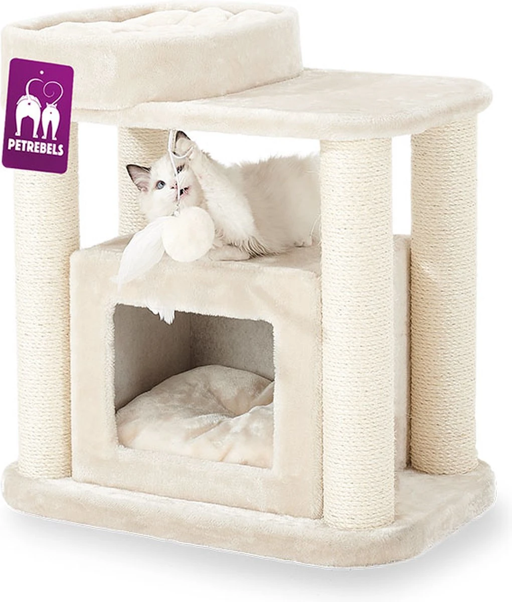 Petrebels Villa 64 Krabpaal - Creme - Modern - Stabiel - 60 X 40 X 64 Cm 1 Petrebels Villa 64 Krabpaal - Creme - Modern - Stabiel - 60 X 40 X 64 Cm