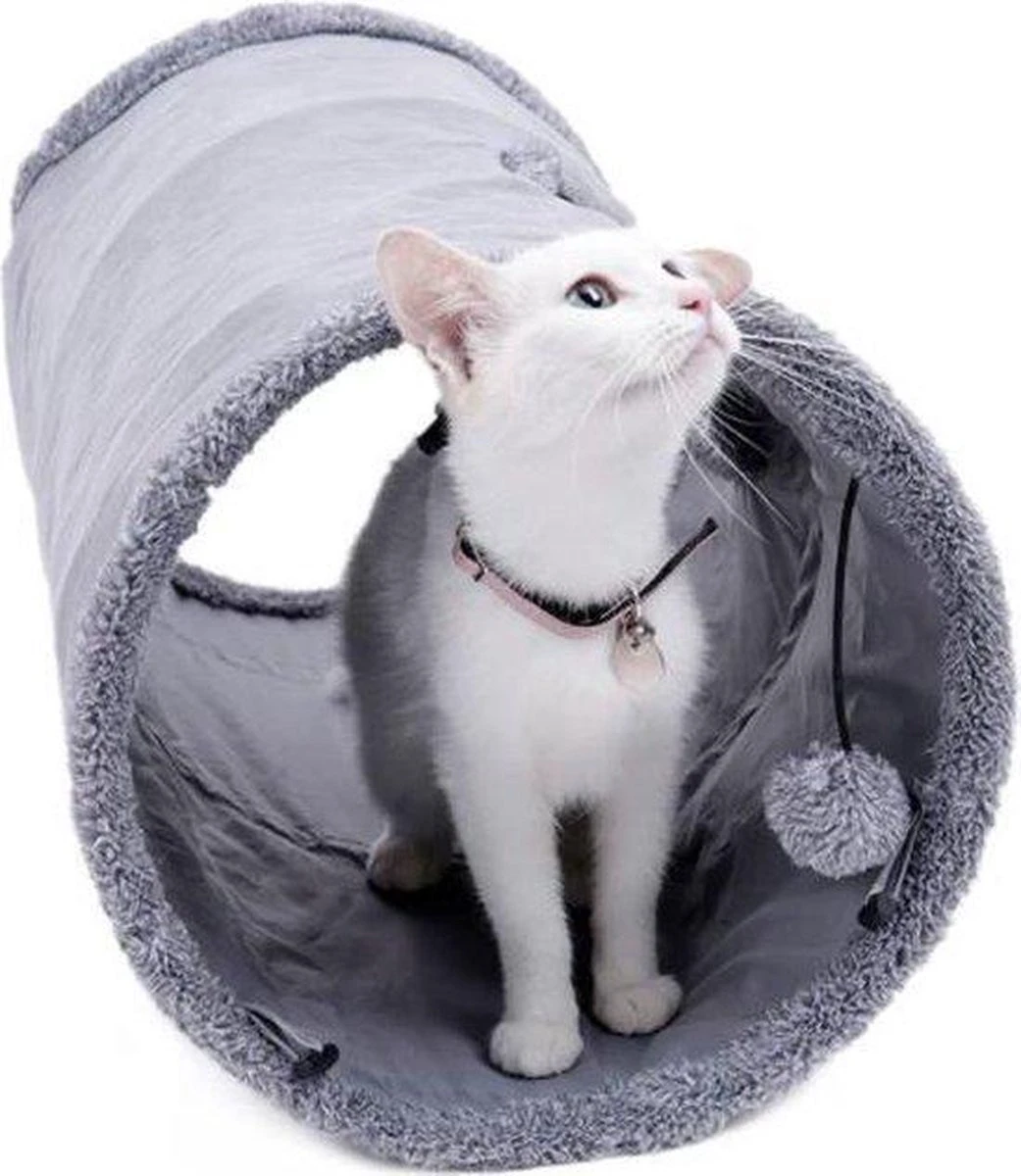 Fuzly Kattentunnel - Speeltunnel - Antraciet - Extra Stevig - Suede - 130cm X 30cm - Large 2 Fuzly Kattentunnel - Speeltunnel - Antraciet - Extra Stevig - Suede - 130cm X 30cm - Large - Afbeelding 2