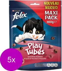 Felix PlayTubes - Kattensnacks Kalkoen & Ham - 5 X 180g -Kattenbenodigdheden Winkel 1047x1200
