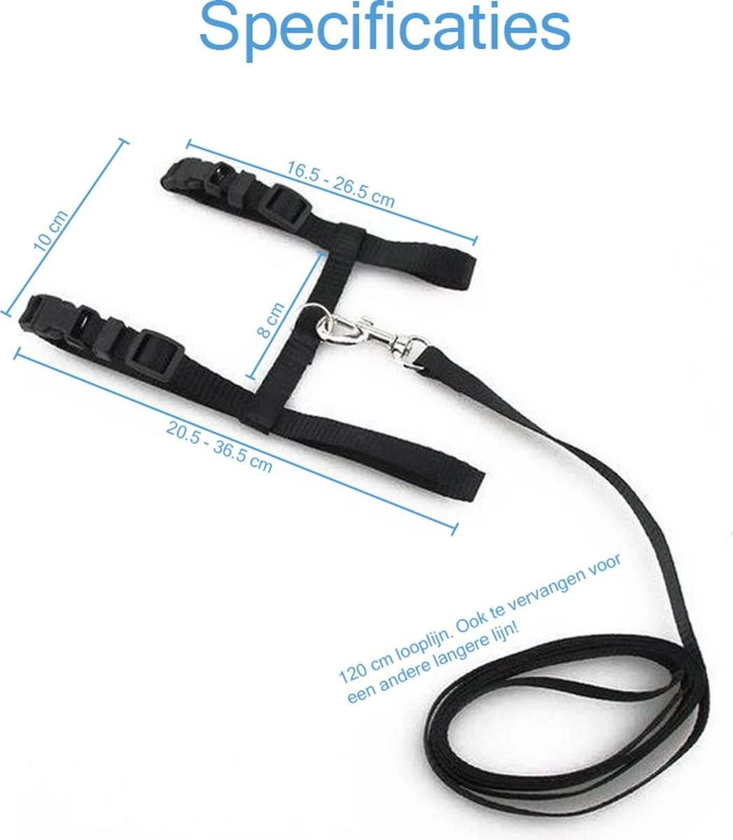 Kattentuigje Met Looplijn Kattenharnas Kittentuigje Kattenriem Met Looplijn Kat Kitten Tuigje Verstelbaar - Zwart 5 Kattentuigje Met Looplijn Kattenharnas Kittentuigje Kattenriem Met Looplijn Kat Kitten Tuigje Verstelbaar - Zwart - Afbeelding 5