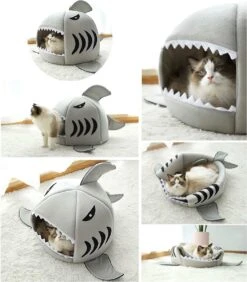 MikaMax Haai Hondenmand - Kattenmand - Dierenmand - Huisdierkussen - Mand Of Bed - Origineel - Extra Zacht Materiaal - 42 X 42 X 36 Cm -Kattenbenodigdheden Winkel 1050x1200