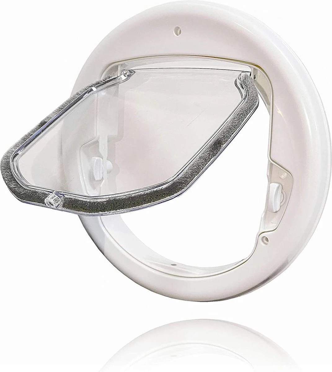 Kattenluik Voor Deur - Rond - Met Lock Functie 19x 19cm - Wit - Deurluik Voor Kat - Huisdierluik 1 Kattenluik Voor Deur - Rond - Met Lock Functie 19x 19cm - Wit - Deurluik Voor Kat - Huisdierluik