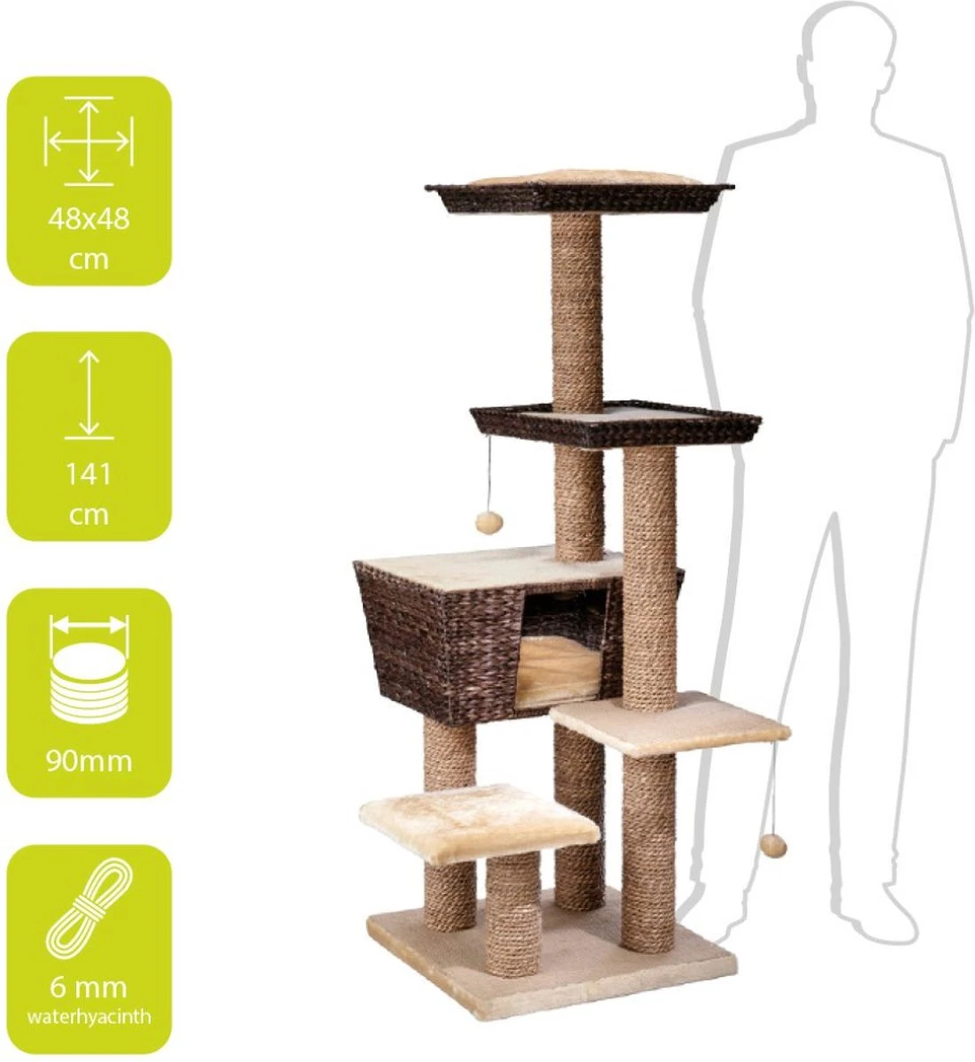 Ebi Krabpaal Trend Curacao - Bruin - 48 X 48 X 141cm 2 Ebi Krabpaal Trend Curacao - Bruin - 48 X 48 X 141cm - Afbeelding 2