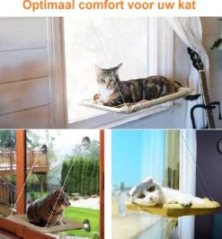 Merkloos Kattenhangmat – Hangmat Kat – Kattenmand Raam – Kattenkussen – Kattenbed – Poezenmand – Beige -Kattenbenodigdheden Winkel 1114x1200 2