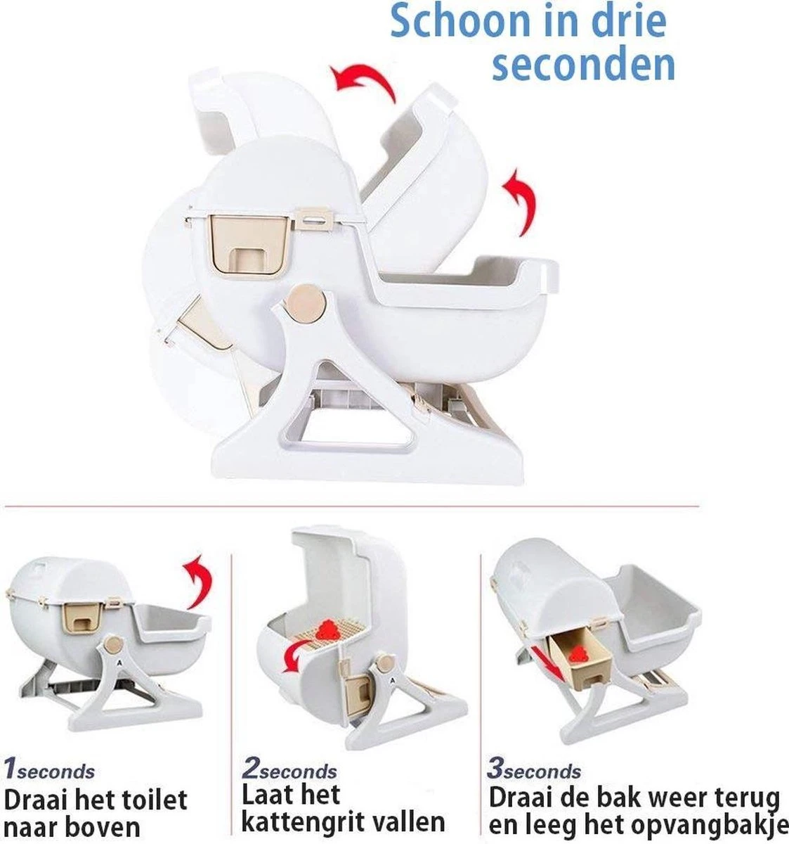 Eyzo Zelfreinigende Kattenbak Roze - 50x50x46 Cm - Toilet Voor Katten 2 Eyzo Zelfreinigende Kattenbak Roze - 50x50x46 Cm - Toilet Voor Katten - Afbeelding 2