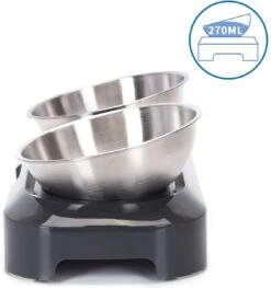 Nobleza Katten Voerbakjes - Ergonomische Dubbele Voerbak - Anti Braak Voerbak Voor Katten - Zwart - Dubbel - RVS -Kattenbenodigdheden Winkel 1127x1200 3