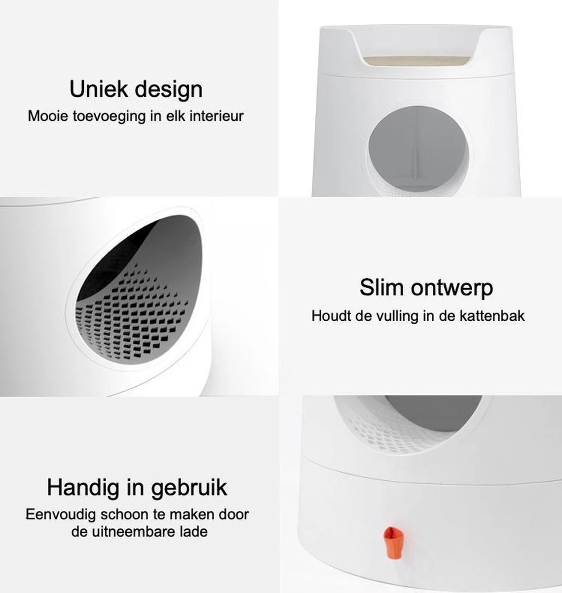 A Sunny Day Kattenbak Met Lade, Bedje En Krabplank - Inclusief Schepje - Design Kattenbak - Wit - Dichte Kattenbak - Kattenbak Gesloten 4 A Sunny Day Kattenbak Met Lade, Bedje En Krabplank - Inclusief Schepje - Design Kattenbak - Wit - Dichte Kattenbak - Kattenbak Gesloten - Afbeelding 4