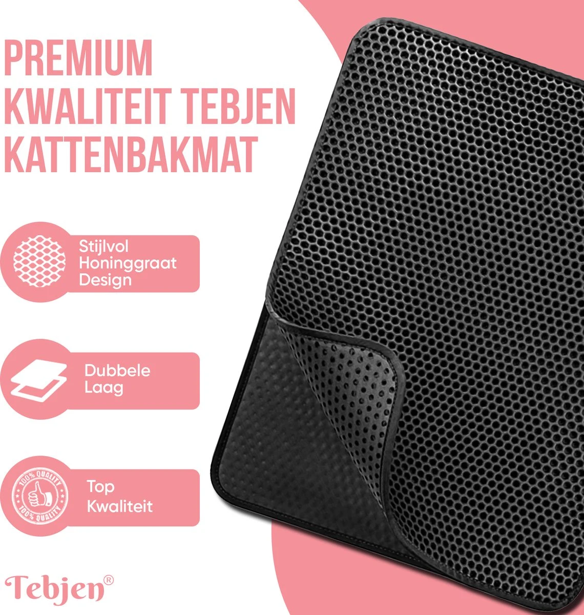 TEBJEN Kattenbakmat – Kattenbak Mat Grit Opvanger - Schoonloop Katten Mat – Dubbele Waterdichte Laag – Uitloopmat Kattenbak – Kattenbak Accessoires - Met Speelgoedmuisje En Schepje - 40x50cm 2 TEBJEN Kattenbakmat – Kattenbak Mat Grit Opvanger - Schoonloop Katten Mat – Dubbele Waterdichte Laag – Uitloopmat Kattenbak – Kattenbak Accessoires - Met Speelgoedmuisje En Schepje - 40x50cm - Afbeelding 2