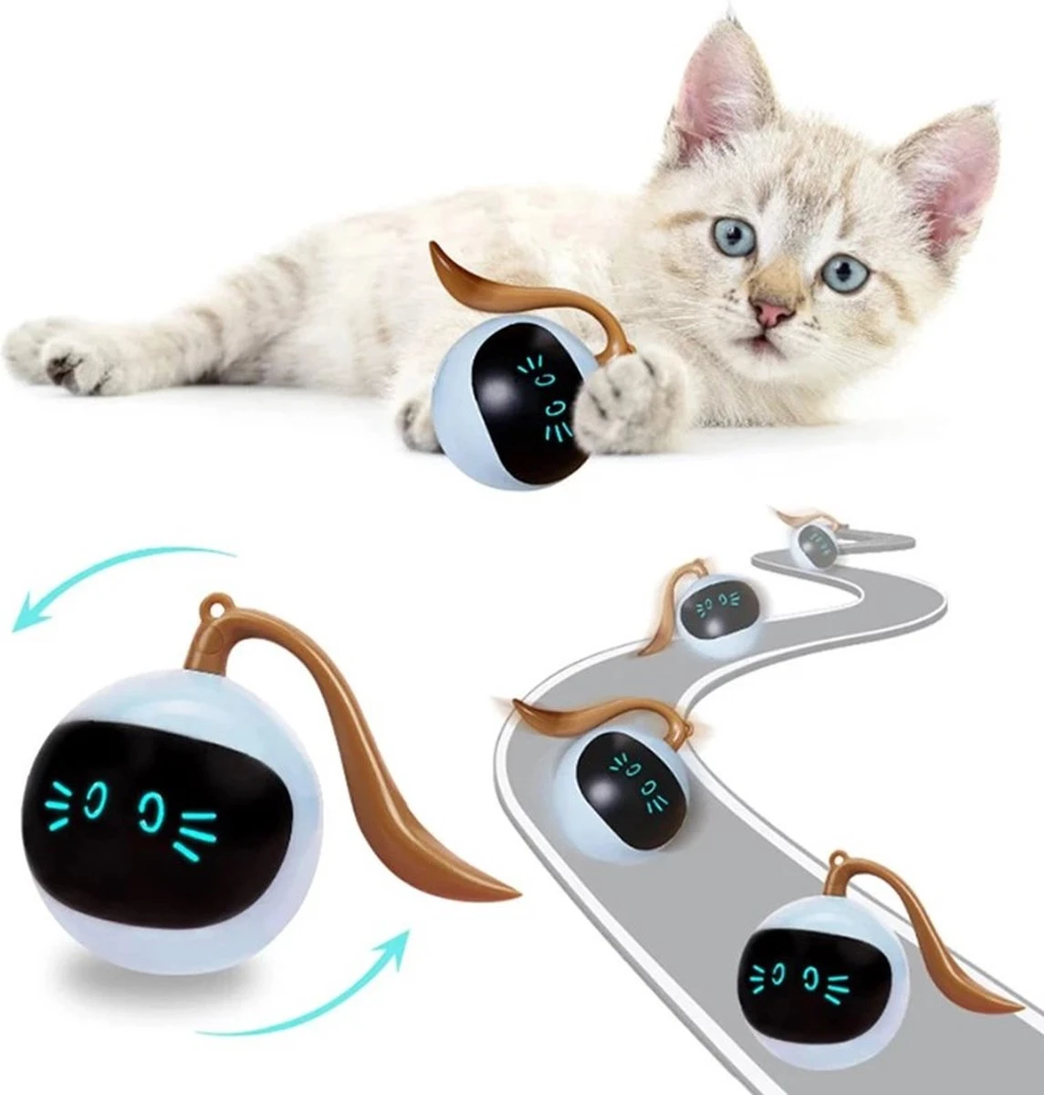 Otiume Slimme Katten Speeltje - Interactieve Zelf Rollende Bal Voor Katten - Kattenspeeltjes -Speelgoed Voor Dieren - USB Oplaadbaar 1 Otiume Slimme Katten Speeltje - Interactieve Zelf Rollende Bal Voor Katten - Kattenspeeltjes -Speelgoed Voor Dieren - USB Oplaadbaar
