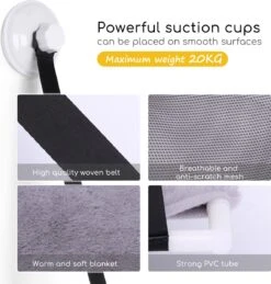 Nobleza 40AG6 - Kattenhangmat - Hangmat Kat - 60x32cm - Kattenhangmat Raam – Kattenbed - Kattenhangmand - Kattenkussen - Grijs -Kattenbenodigdheden Winkel 1146x1200 5