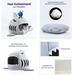 MikaMax Haai Hondenmand - Kattenmand - Dierenmand - Huisdierkussen - Mand Of Bed - Origineel - Extra Zacht Materiaal - 42 X 42 X 36 Cm -Kattenbenodigdheden Winkel 1151x1200 1