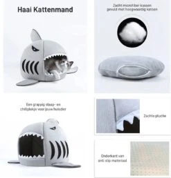 MikaMax Haai Hondenmand - Kattenmand - Dierenmand - Huisdierkussen - Mand Of Bed - Origineel - Extra Zacht Materiaal - 42 X 42 X 36 Cm -Kattenbenodigdheden Winkel 1151x1200 2