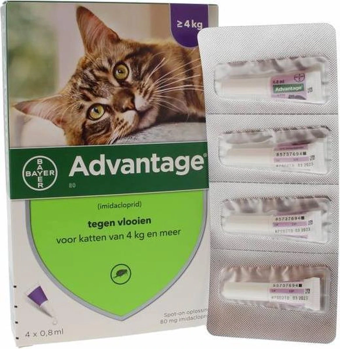 Bayer Anti Vlooienmiddel Advantage 80 > 4 Kg - 4 X 0,8 Ml 8 Bayer Anti Vlooienmiddel Advantage 80 > 4 Kg - 4 X 0,8 Ml - Afbeelding 8