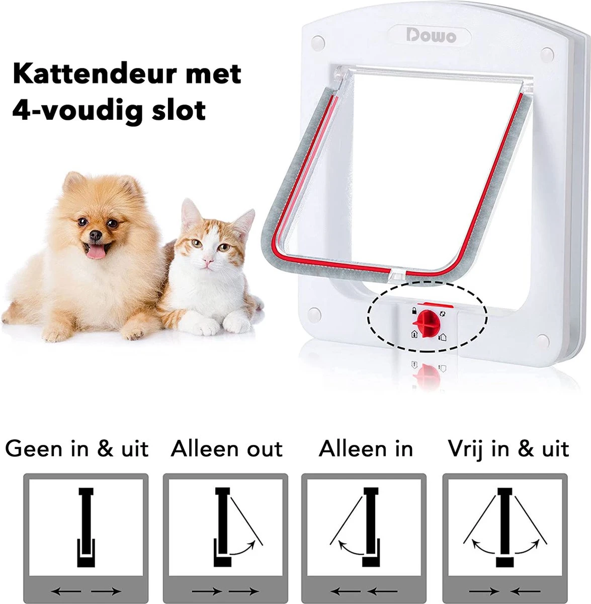 DOWO® - Kattenklep - Kattenluik - Kattenluikje - 4-weg Huisdierklep, Eenvoudige Installatie Kattendeur Huisdierendeur Aan De Muur, Houten Deur, Upvc Binnendeur, Baksteenwanden, Houten Deuren (M - Buitenmaat 20x22 Cm) 4 DOWO® - Kattenklep - Kattenluik - Kattenluikje - 4-weg Huisdierklep, Eenvoudige Installatie Kattendeur Huisdierendeur Aan De Muur, Houten Deur, Upvc Binnendeur, Baksteenwanden, Houten Deuren (M - Buitenmaat 20x22 Cm) - Afbeelding 4