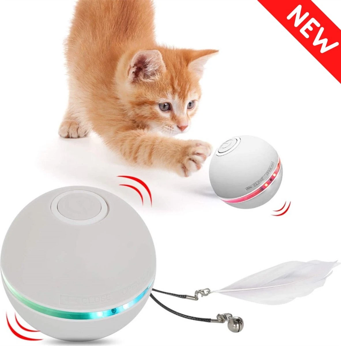 Catchit!® Interactieve Zelfrollende Bal Katten - Kattenspeeltjes - Inclusief USB Kabel En Staartjes - Kattenspeelgoed - Smart - Grijs 1 Catchit!® Interactieve Zelfrollende Bal Katten - Kattenspeeltjes - Inclusief USB Kabel En Staartjes - Kattenspeelgoed - Smart - Grijs