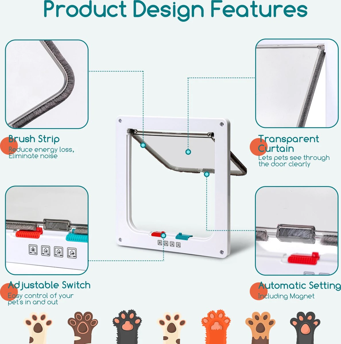 Nobleza Kattenluik Met Tunnel - 4 Vergrendelingsstanden - Weerbestendig - Binnen En Buiten - 20.5 X 19.7 Cm - Maat M - Wit 3 Nobleza Kattenluik Met Tunnel - 4 Vergrendelingsstanden - Weerbestendig - Binnen En Buiten - 20.5 X 19.7 Cm - Maat M - Wit - Afbeelding 3