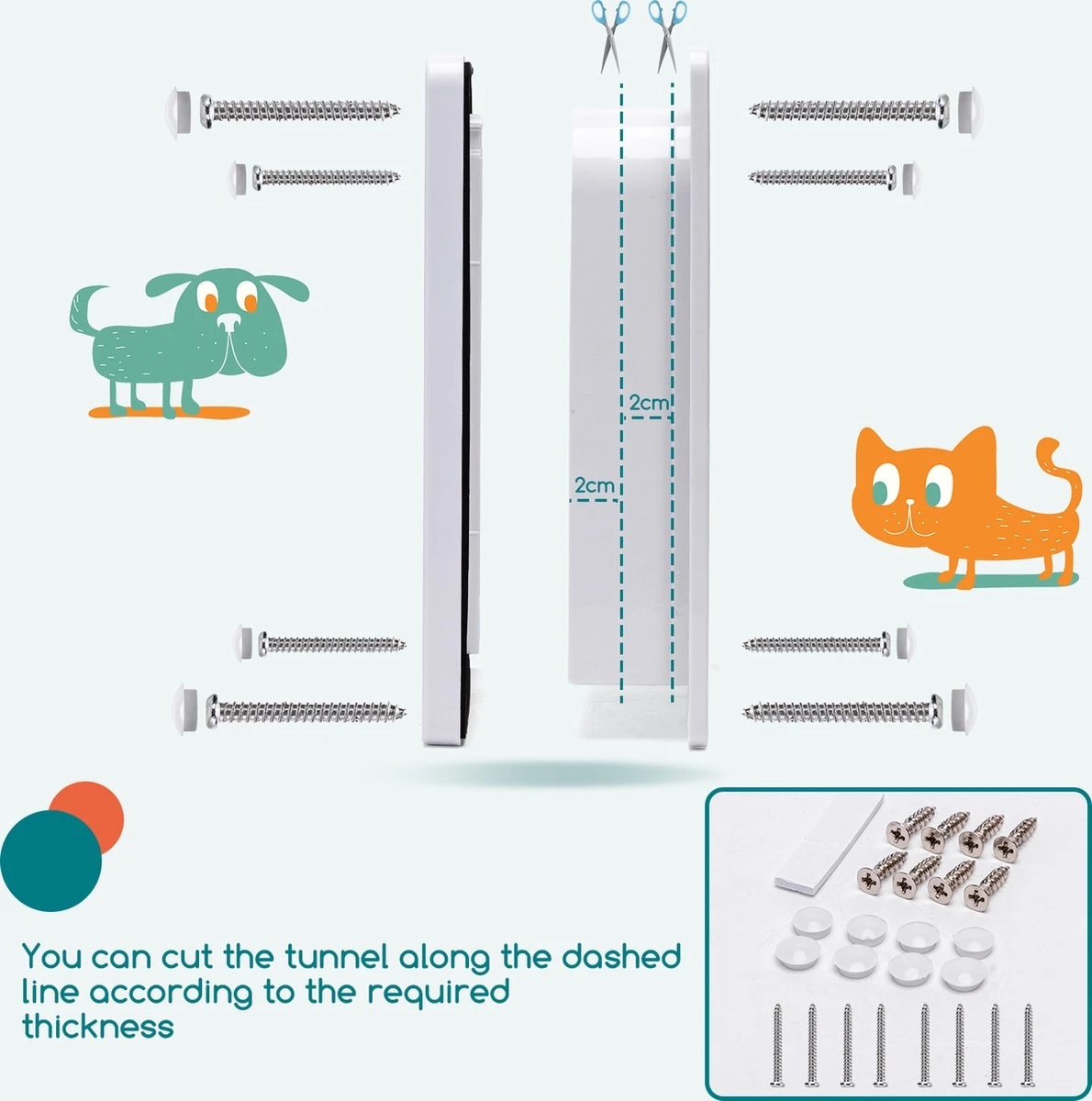 Nobleza Kattenluik Met Tunnel - 4 Vergrendelingsstanden - Weerbestendig - Binnen En Buiten - 20.5 X 19.7 Cm - Maat M - Wit 7 Nobleza Kattenluik Met Tunnel - 4 Vergrendelingsstanden - Weerbestendig - Binnen En Buiten - 20.5 X 19.7 Cm - Maat M - Wit - Afbeelding 7