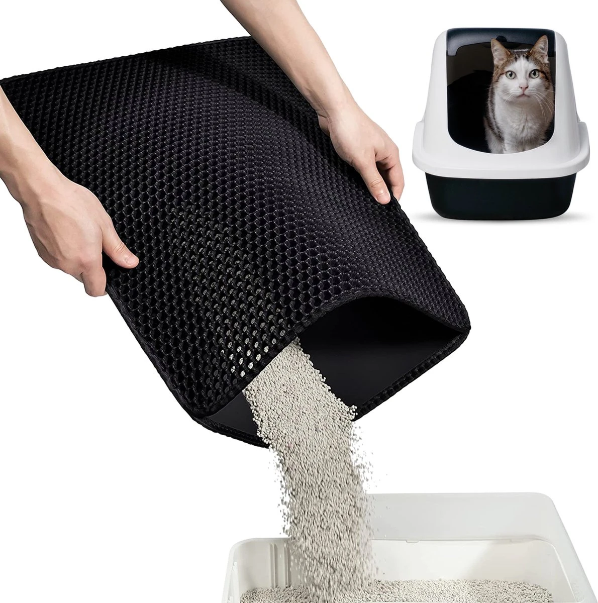 SIMU Lifestyle - Kattenbakmat - Grit Opvanger - Dubbele Laag - Waterdicht - Zwart - 50x40 Cm 1 SIMU Lifestyle - Kattenbakmat - Grit Opvanger - Dubbele Laag - Waterdicht - Zwart - 50x40 Cm