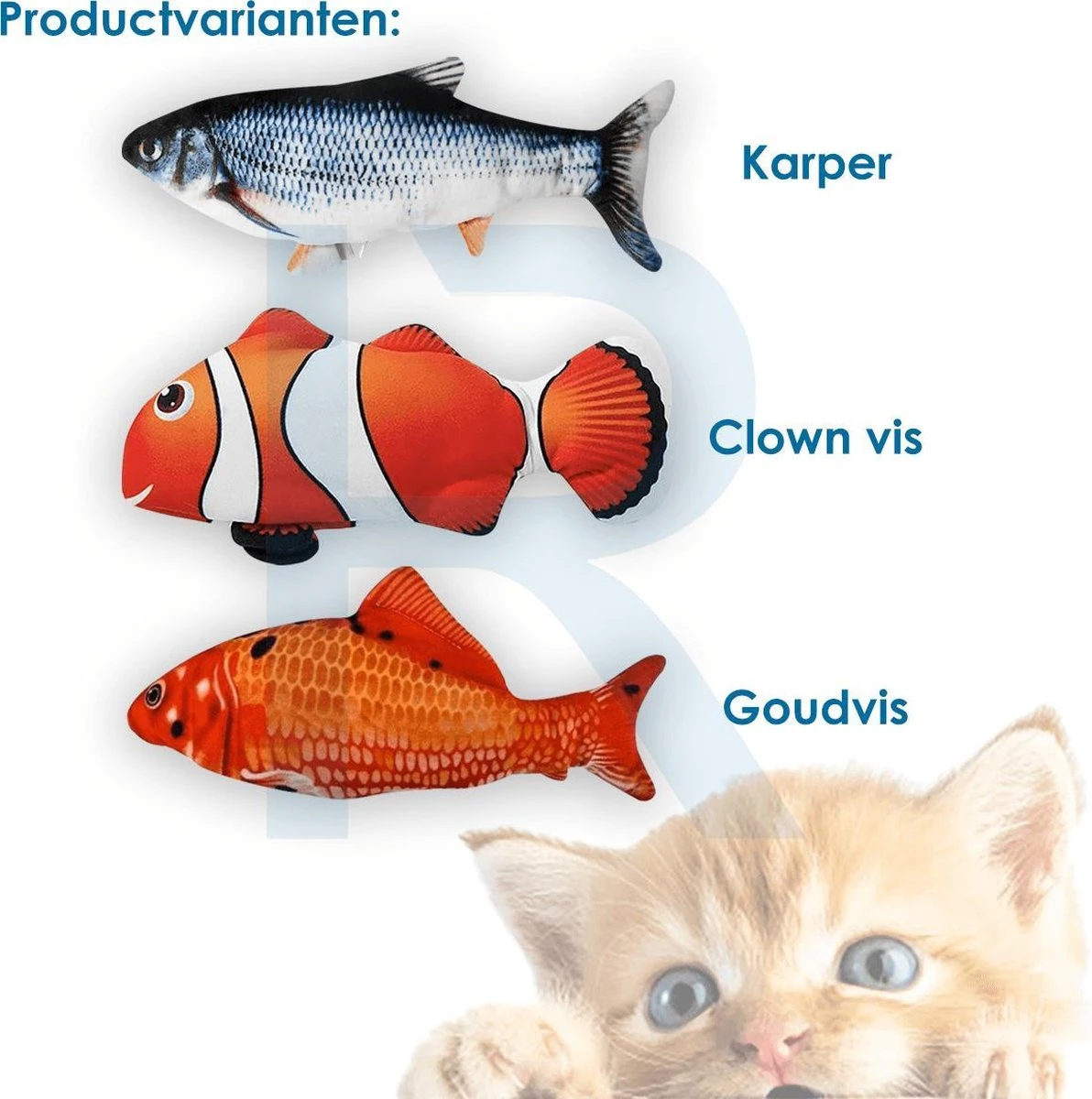 RealN Elektrische Speelvis Clownvis Inclusief Catnip Zakje – Kattenspeeltjes - Kattenspeelgoed – Krachtige Batterij – Bewegende Vis – Leukste Kattenspeeltje Goudvis – Kat Actiever Maken – 30 Cm – Speelvis Katten – Wasbaar – Oplaadbaar – Blauw/Wit 6 RealN Elektrische Speelvis Clownvis Inclusief Catnip Zakje – Kattenspeeltjes - Kattenspeelgoed – Krachtige Batterij – Bewegende Vis – Leukste Kattenspeeltje Goudvis – Kat Actiever Maken – 30 Cm – Speelvis Katten – Wasbaar – Oplaadbaar – Blauw/Wit - Afbeelding 6
