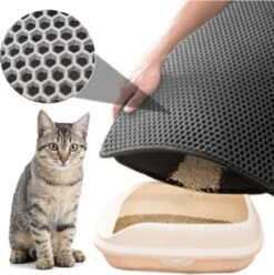 Blue Eyes Kattenbakmat, 30 Cm X 40 Cm, (!!! MAAT !!!) Kattenbakmat, Kattenbakonderlegger, Honingraatdesign, Kattenbak, Waterdicht, Dubbellaags Ontwerp, Honingraatmat (grijs) -Kattenbenodigdheden Winkel 1194x1200 8