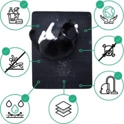IGOODS - Kattenbakmat Met Filter - 45 X 60 - Waterdicht - Dubbele Laag - Zwart -Kattenbenodigdheden Winkel 1197x1200 12