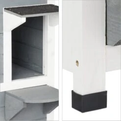 Relaxdays Kattenhuis Buiten - Groot Kattenhok Binnen - Hoog Kattenmeubel Grijs Hout - Tuin -Kattenbenodigdheden Winkel 1198x1200 9