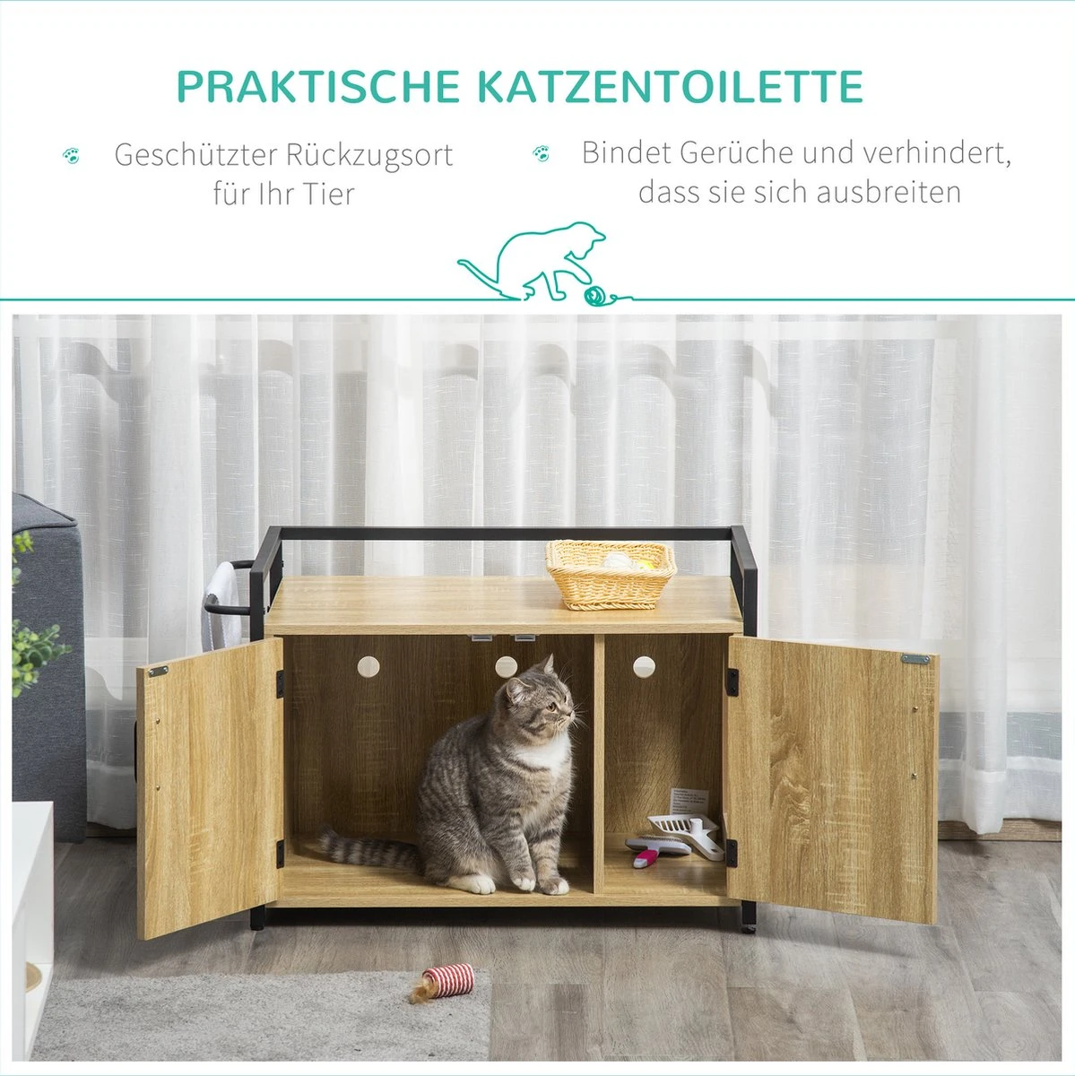 PawHut Katzentoilett Mit Griff D31-053 5 PawHut Katzentoilett Mit Griff D31-053 - Afbeelding 5