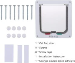 DOWO® - Kattenklep - Kattenluik - Kattenluikje - 4-weg Magneetsluiting Huisdierklep, Eenvoudige Installatie Kattendeur Huisdierendeur Aan De Muur, Houten Deur, Upvc Binnendeur, Baksteenwanden, Houten Deuren (M - Buitenmaat 19 X20 Cm) -Kattenbenodigdheden Winkel 1200x1007 4