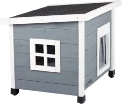 MyMax Kattenhuis - Hout - Openslaand Bitumen Dak - Kattenhuis Voor Buiten - Kattenhok - Kattenhuisje Hout - Grijs - 57*45*43CM -Kattenbenodigdheden Winkel 1200x1020