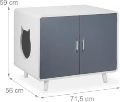 Relaxdays Kattenbak Ombouw Design - Kattenhuis Op Pootjes - Kattenmeubel Wit - Kattenkast -Kattenbenodigdheden Winkel 1200x1021 1