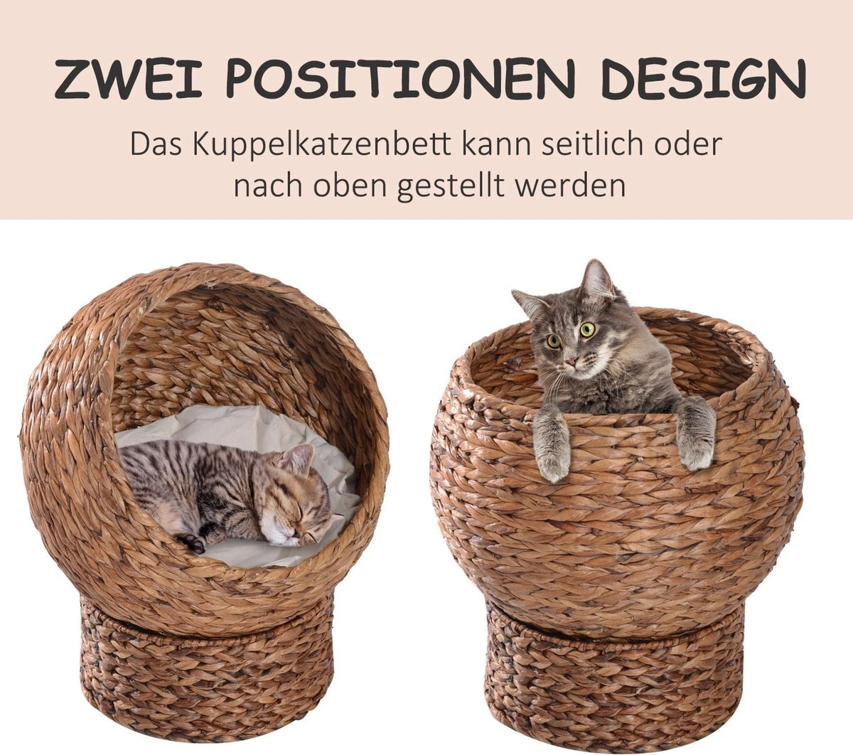 PawHut Kattenmand Rotan Kattennest Kattenbed Met Kussen Huisdierbed Bruin D30-104 7 PawHut Kattenmand Rotan Kattennest Kattenbed Met Kussen Huisdierbed Bruin D30-104 - Afbeelding 7
