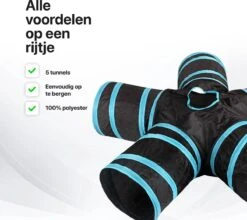 Tavaro Kattentunnel 5 Gangen - Met Speelbal - Kattenspeelgoed - Zwart / Blauw -Kattenbenodigdheden Winkel 1200x1067