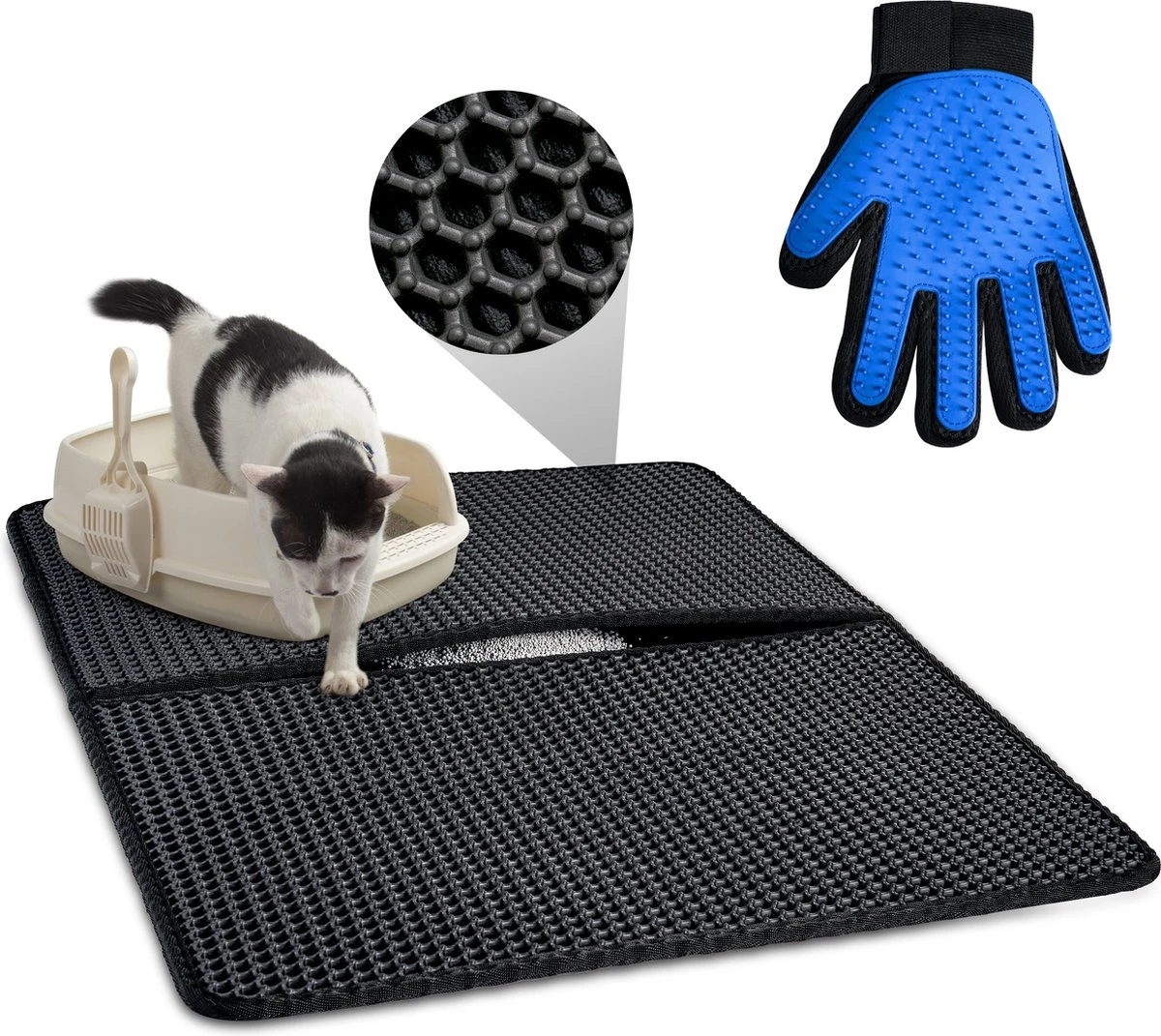 Merkloos Tastelio XXL Kattenbakmat 75x55cm - Groot Kattenbak Mat Met Innovatieve Honingraatstructuur - Dubbele Waterdichte Laag - Katten Bak Mat Met Eenvoudige Reiniging Grit Opvanger 8 Merkloos Tastelio XXL Kattenbakmat 75x55cm - Groot Kattenbak Mat Met Innovatieve Honingraatstructuur - Dubbele Waterdichte Laag - Katten Bak Mat Met Eenvoudige Reiniging Grit Opvanger - Afbeelding 8