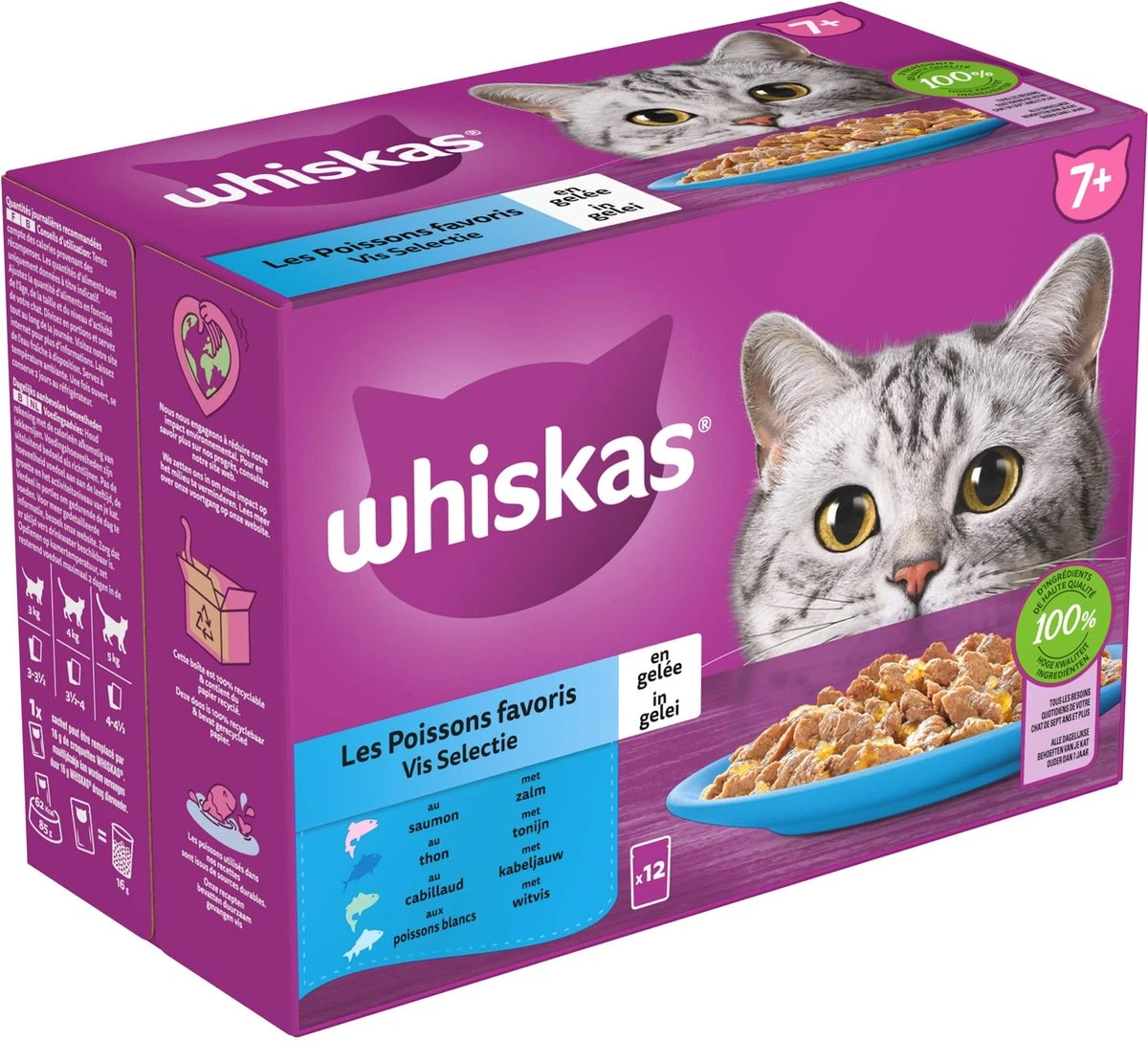 Whiskas 7+ Natvoer - Vis - Selectie In Gelei - Maaltijdzakjes 48 X 85 G 2 Whiskas 7+ Natvoer - Vis - Selectie In Gelei - Maaltijdzakjes 48 X 85 G - Afbeelding 2