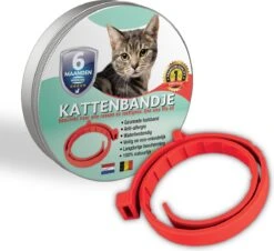 100% Natuurlijke Vlooienband - Katten - Rood - Zonder Fipronil, Flumetrine, Imidaclorid Of Diazinon - Mileuvriendelijk - Vlooien En Teken - Kattenbandje