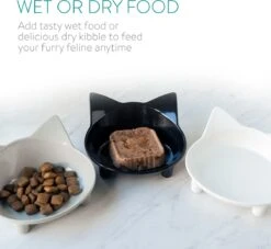 Navaris Voerbakjes Voor Katten - Set Van 3 Voer- En Waterbakken - Met Kattenkopjes Vorm - Antislip - Etensbakjes In Grijs, Wit En Zwart -Kattenbenodigdheden Winkel 1200x1103 2