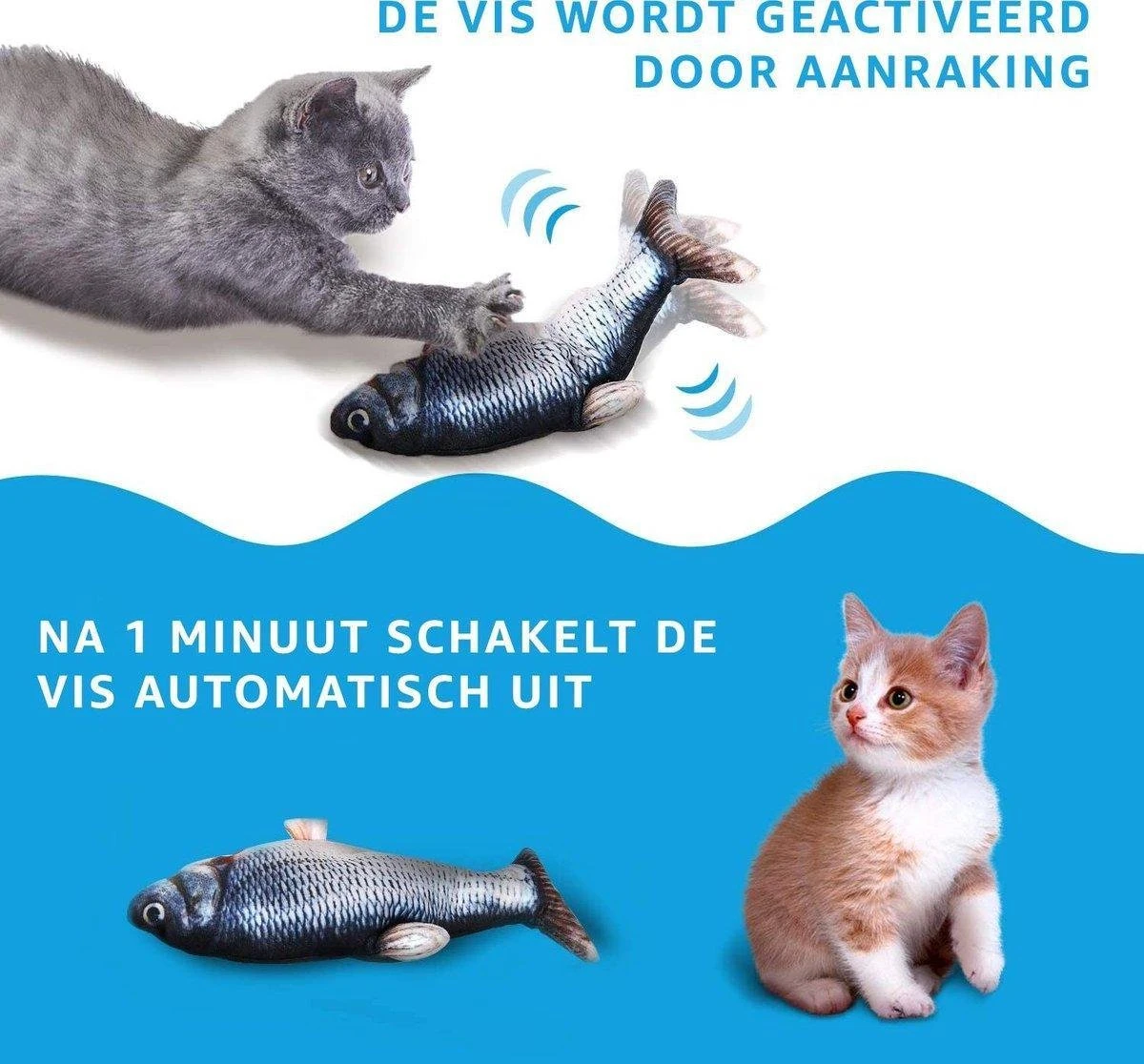TwinQ Dansende Vis - Bewegende Vis Met Kattenkruid - Kattenspeeltjes - USB Oplaadbaar - Speelgoed Voor Katten - Incl. Kattenlampje 3 TwinQ Dansende Vis - Bewegende Vis Met Kattenkruid - Kattenspeeltjes - USB Oplaadbaar - Speelgoed Voor Katten - Incl. Kattenlampje - Afbeelding 3