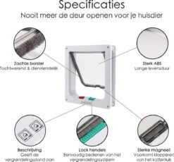 Merkloos Kattenluik - Inclusief Tunnel - 4 Vergendelingsstanden - Wit - Waterdicht - 23 X 25 X 5.5 Cm -Kattenbenodigdheden Winkel 1200x1117 8