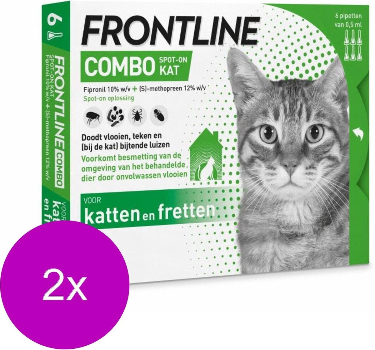 Frontline Combo Spot On Kat - Anti Vlooien En Tekenmiddel - 2 X 6 Pip 2 Frontline Combo Spot On Kat - Anti Vlooien En Tekenmiddel - 2 X 6 Pip - Afbeelding 2