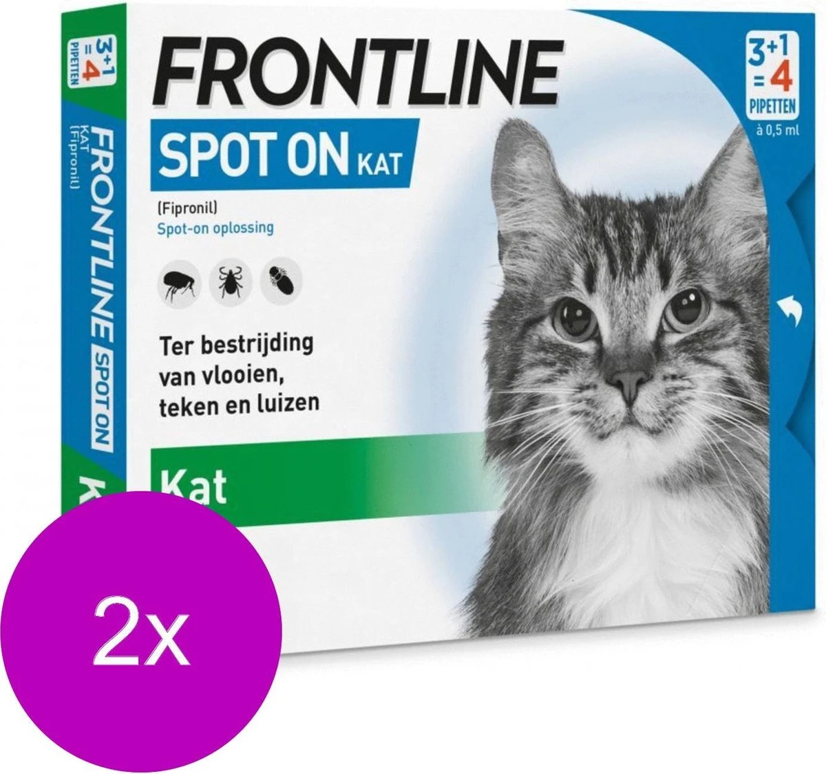 Frontline Spot On Kat - Anti Vlooien En Tekenmiddel - 2 X 4 Pip 2 Frontline Spot On Kat - Anti Vlooien En Tekenmiddel - 2 X 4 Pip - Afbeelding 2