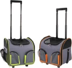 Pawise Luxe Katten En Honden Trolley Tot 7kg - Reismand – Grijs – Telescopisch Handvat – Met Doorkijkvensters En Opbergvakken – Optimale Ventilatie -Kattenbenodigdheden Winkel 1200x1130 4