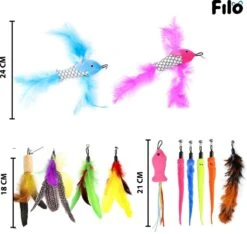 Filo Kattenhengel Set + 12 Kattenspeeltjes – Speelhengels Interactief Kattenspeelgoed – Hengel Kattenspeeltje Kittens - Speelgoed Speelhengel Vis Kat En Kitten -Kattenbenodigdheden Winkel 1200x1137 7