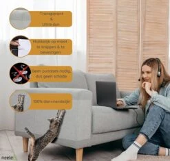 Merkloos Katten Anti Krab XXL Vellen - 10 Stuks - Met NeeleG Springveren - Meubelbescherming - Diervriendelijk - Geen Krabschade Aan Meubels - Bankbescherming - Enkelzijdig Klevend En Transparant - Zonder Punaises - Krabpaal - Anti Scratch - 30x45 CM -Kattenbenodigdheden Winkel 1200x1140 6