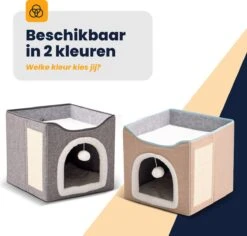 MIRO Katten Huis - Kattenhuizen - Kattenhok - Kattenmand - Dierenhuis - Opvouwbaar - Met Krabmat - Abrikoos -Kattenbenodigdheden Winkel 1200x1148 1