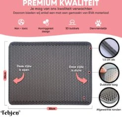 TEBJEN Kattenbakmat – Kattenbak Mat Grit Opvanger - Schoonloop Katten Mat – Dubbele Waterdichte Laag – Uitloopmat Kattenbak – Kattenbak Accessoires - Met Speelgoedmuisje En Schepje - 30cm * 30cm -Kattenbenodigdheden Winkel 1200x1150 7
