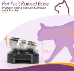 Nobleza Katten Voerbakjes - Ergonomische Dubbele Voerbak - Anti Braak Voerbak Voor Katten - Zwart - Dubbel - RVS -Kattenbenodigdheden Winkel 1200x1161 14