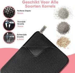 TEBJEN Kattenbakmat – Kattenbak Mat Grit Opvanger - Schoonloop Katten Mat – Dubbele Waterdichte Laag – Uitloopmat Kattenbak – Kattenbak Accessoires - Met Speelgoedmuisje En Schepje - 30cm * 30cm -Kattenbenodigdheden Winkel 1200x1167 11