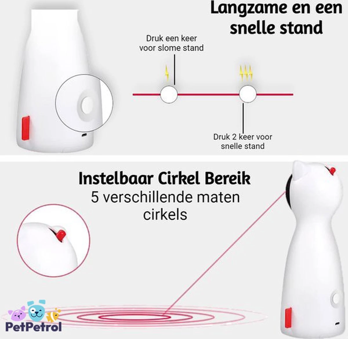 PetPetrol Automatisch Kattenspeeltje – Laser – Kattenlaser - Intelligent Interactief Voor Katten – Laser Kat – 9 Verschillende Standen – Incl. Oplaadkabel – Geruisloze Motor 7 PetPetrol Automatisch Kattenspeeltje – Laser – Kattenlaser - Intelligent Interactief Voor Katten – Laser Kat – 9 Verschillende Standen – Incl. Oplaadkabel – Geruisloze Motor - Afbeelding 7