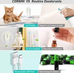 DVL Products Cornmi Kattengeurverwijderaar - Kattenbak Geurverdrijver - Met Ozon & Aromatherapie - Oplaadbaar En Infraroodsensor - Nachtlicht Optie - Duurzaam - Ledverlichting - Honden & Katten Geurverdrijver -Kattenbenodigdheden Winkel 1200x1169 3